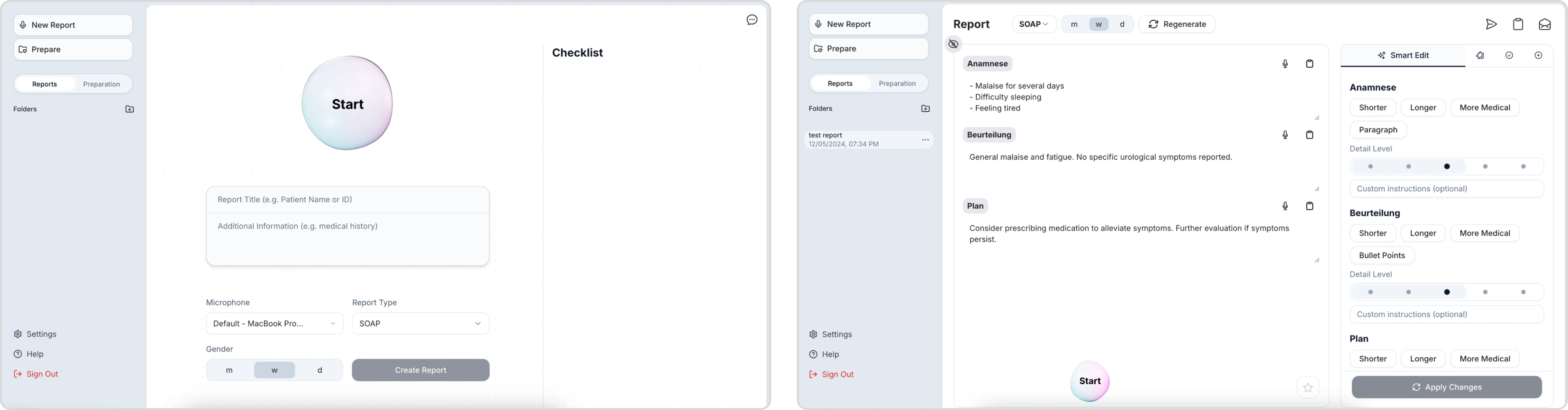 The original muunai report interface before the redesign